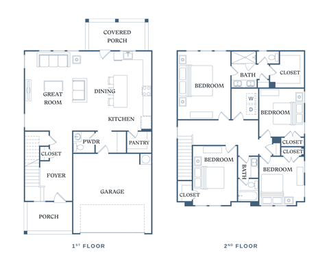 Floor plan for 4 beds, 2.5 baths, 2175 sqft